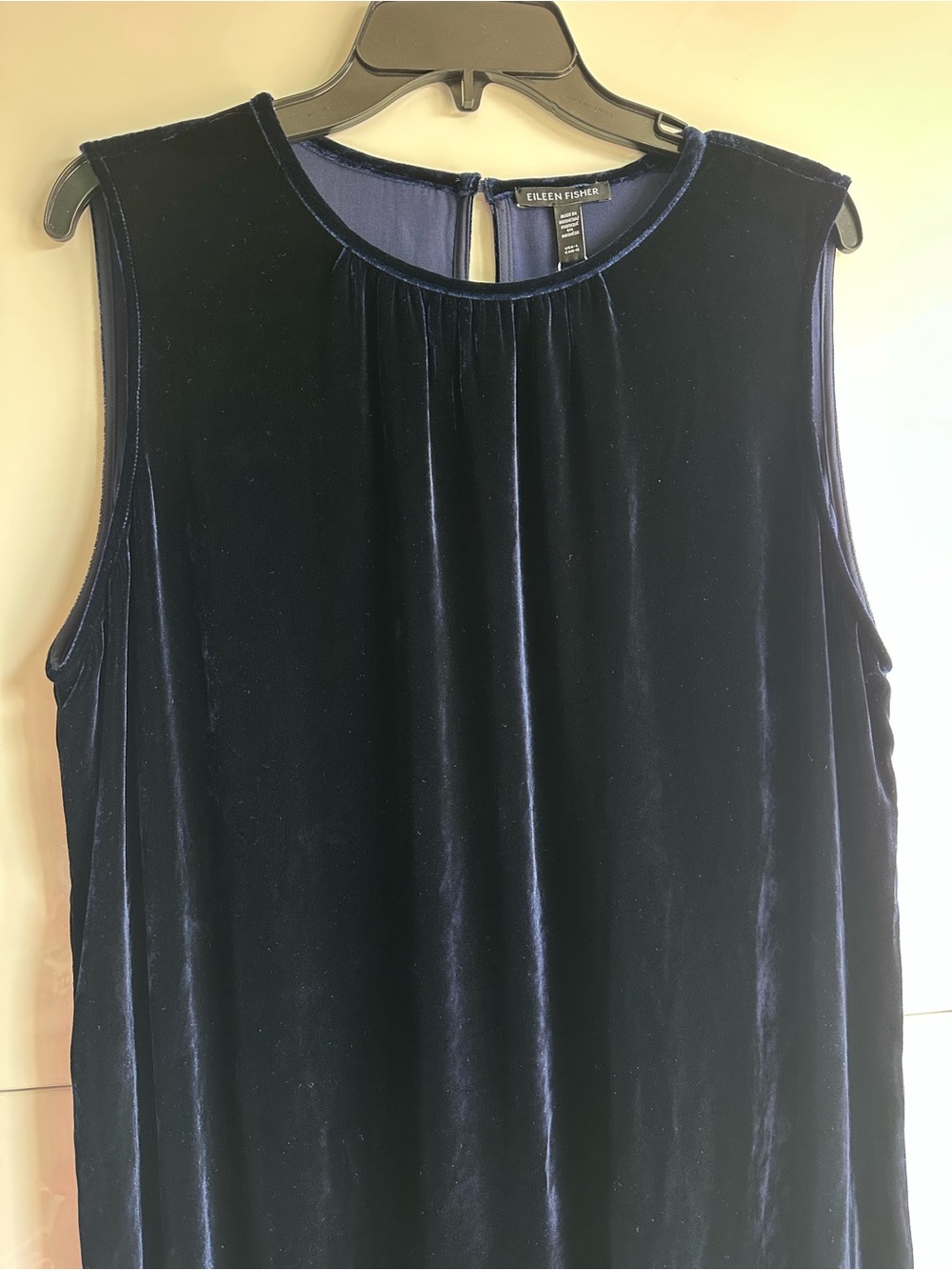 Eileen Fisher Navy Blue Velvet Dress Gown Sleeveless Size Large NWT - Picture 2 of 7